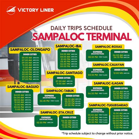 SCHEDULE OF TRIPS (SAMPALOC .